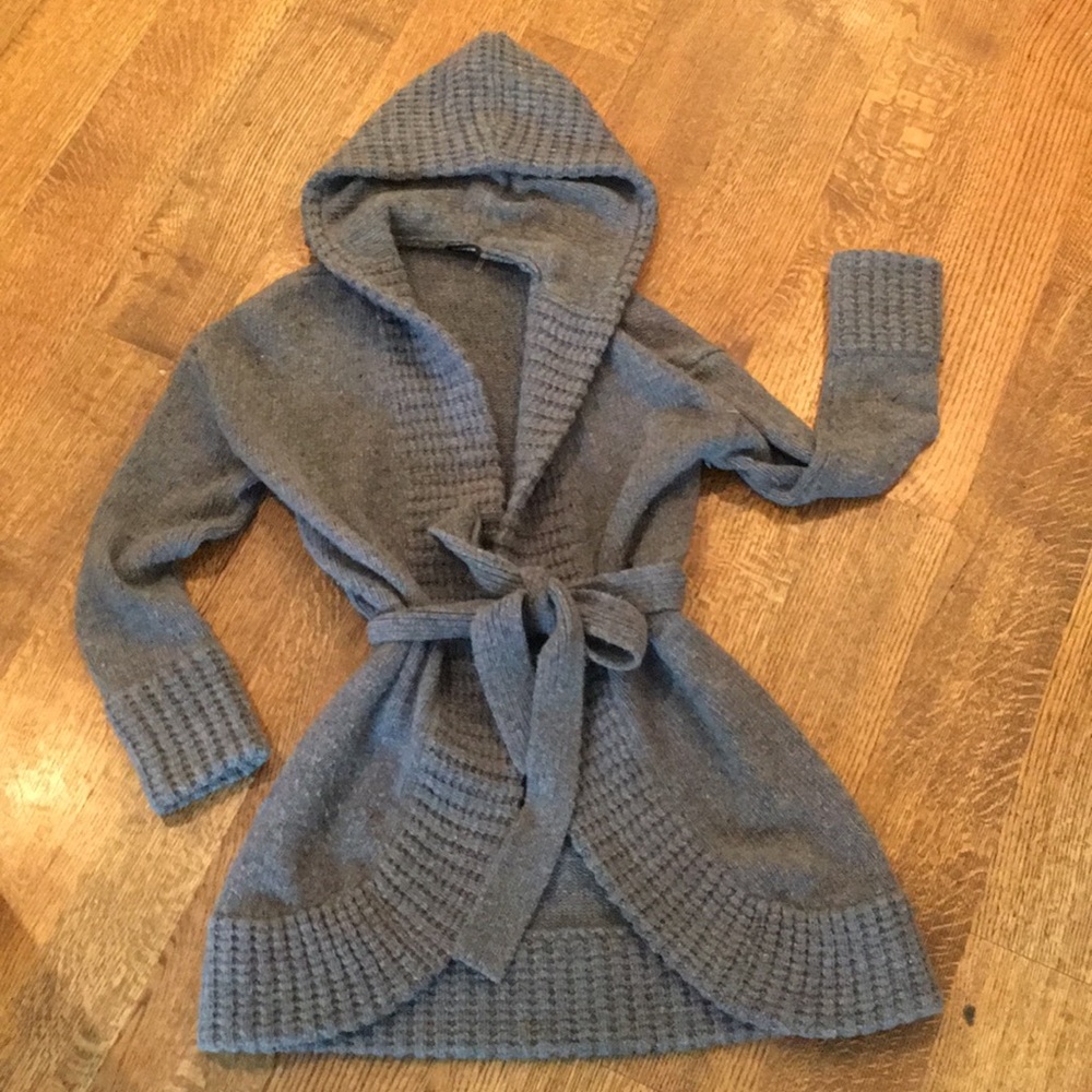 Thick gray sweater duster by Magaschoni.